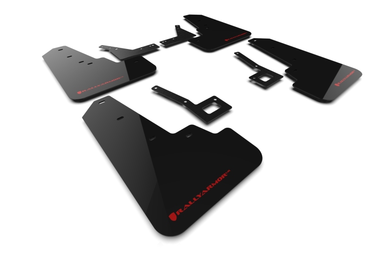 Dodge Ram 1500 Rebel Mud Flap Set - Rally Armor - UR Red Logo - Black - `19-`25